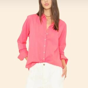 Xirena Womens Beau Cotton Poplin Button-Up Long Sleeve Shirt XS Sun Kiss Coral